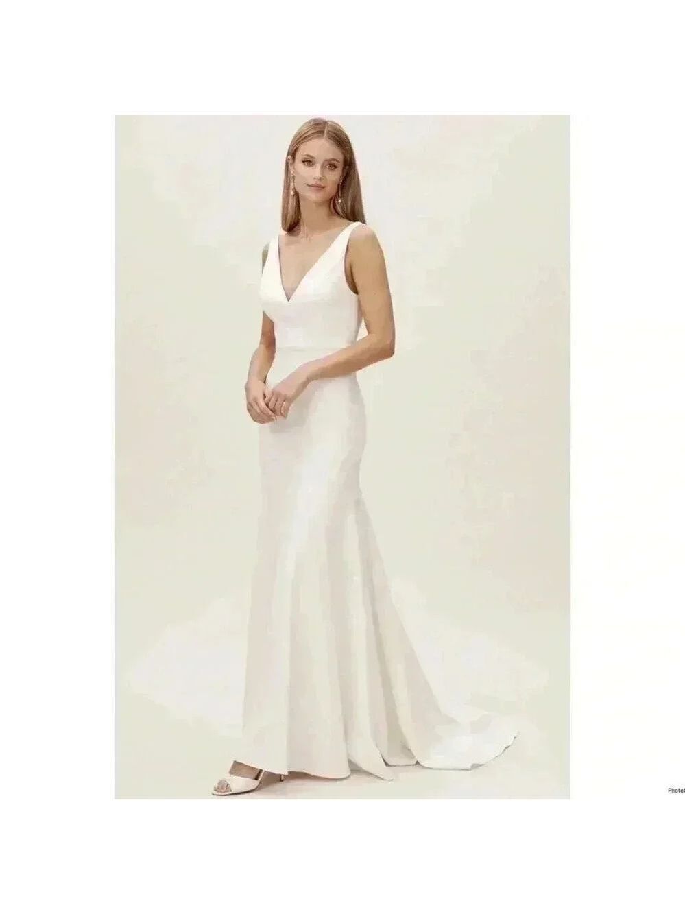 BHLDN V-Neck Maxi Dress White Bridesmaid Wedding Size 4